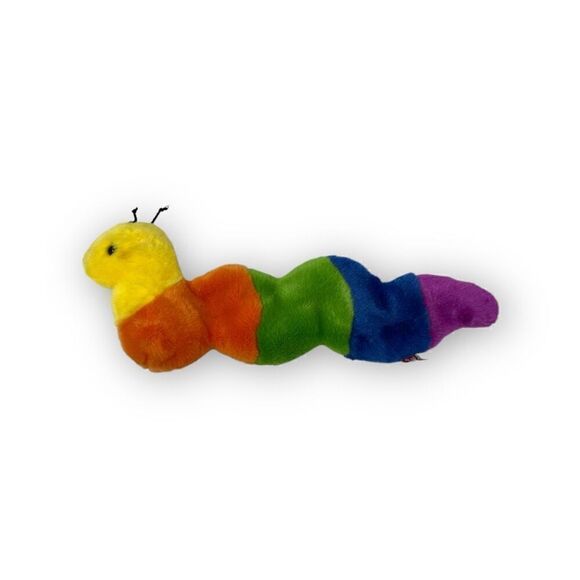 Vintage Ty Beanie Buddy 'Inch' the Rainbow Inchworm 14” No Tag Stuffed Plush - Picture 1 of 9